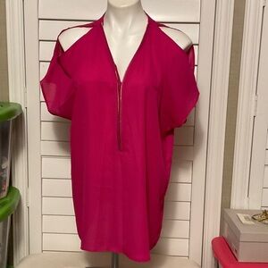 Vibrant Pink Cold Shoulder Blouse